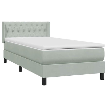 Giroletto a Molle con Materasso Grigio Chiaro 90x220 cm Velluto