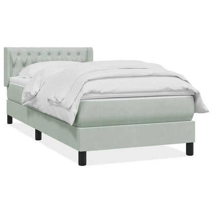 Giroletto a Molle con Materasso Grigio Chiaro 90x220 cm Velluto