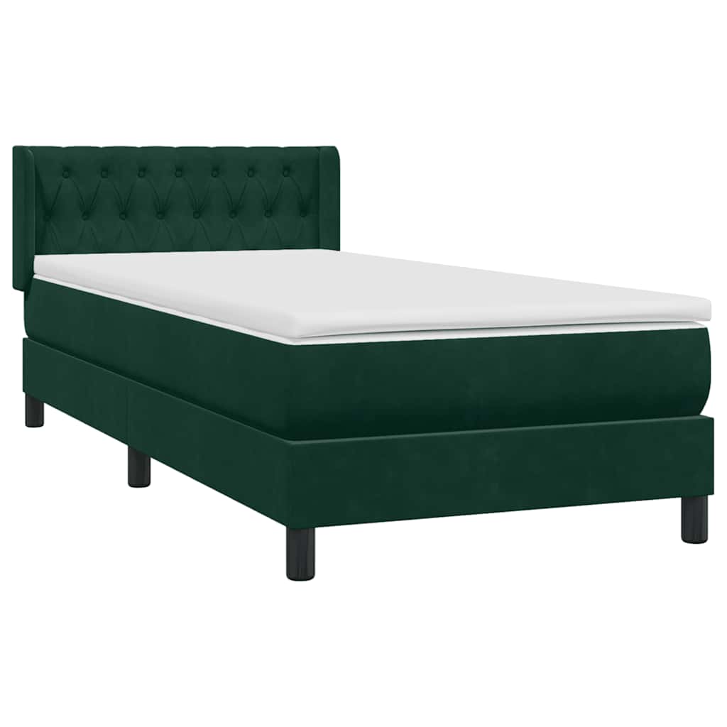 Giroletto a Molle con Materasso Verde Scuro 90x220 cm Velluto
