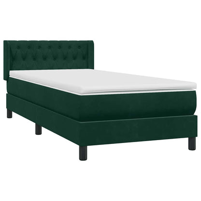 Giroletto a Molle con Materasso Verde Scuro 90x220 cm Velluto