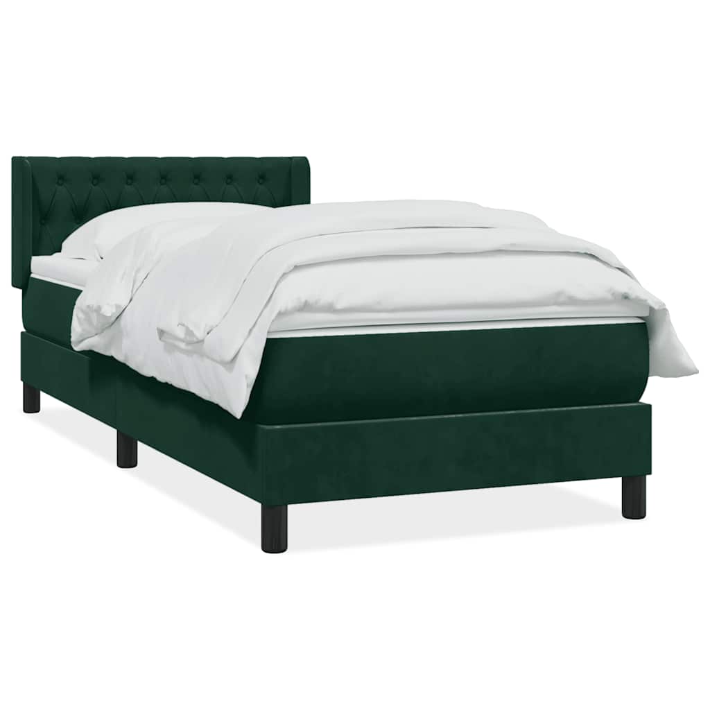 Giroletto a Molle con Materasso Verde Scuro 90x220 cm Velluto