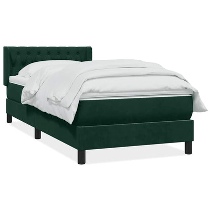 Giroletto a Molle con Materasso Verde Scuro 90x220 cm Velluto