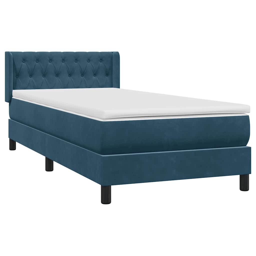 Giroletto a Molle con Materasso Blu Scuro 90x220 cm Velluto