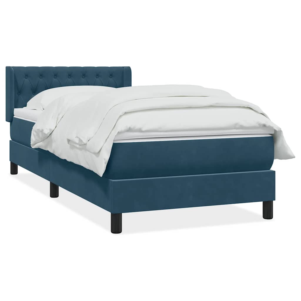 Giroletto a Molle con Materasso Blu Scuro 90x220 cm Velluto