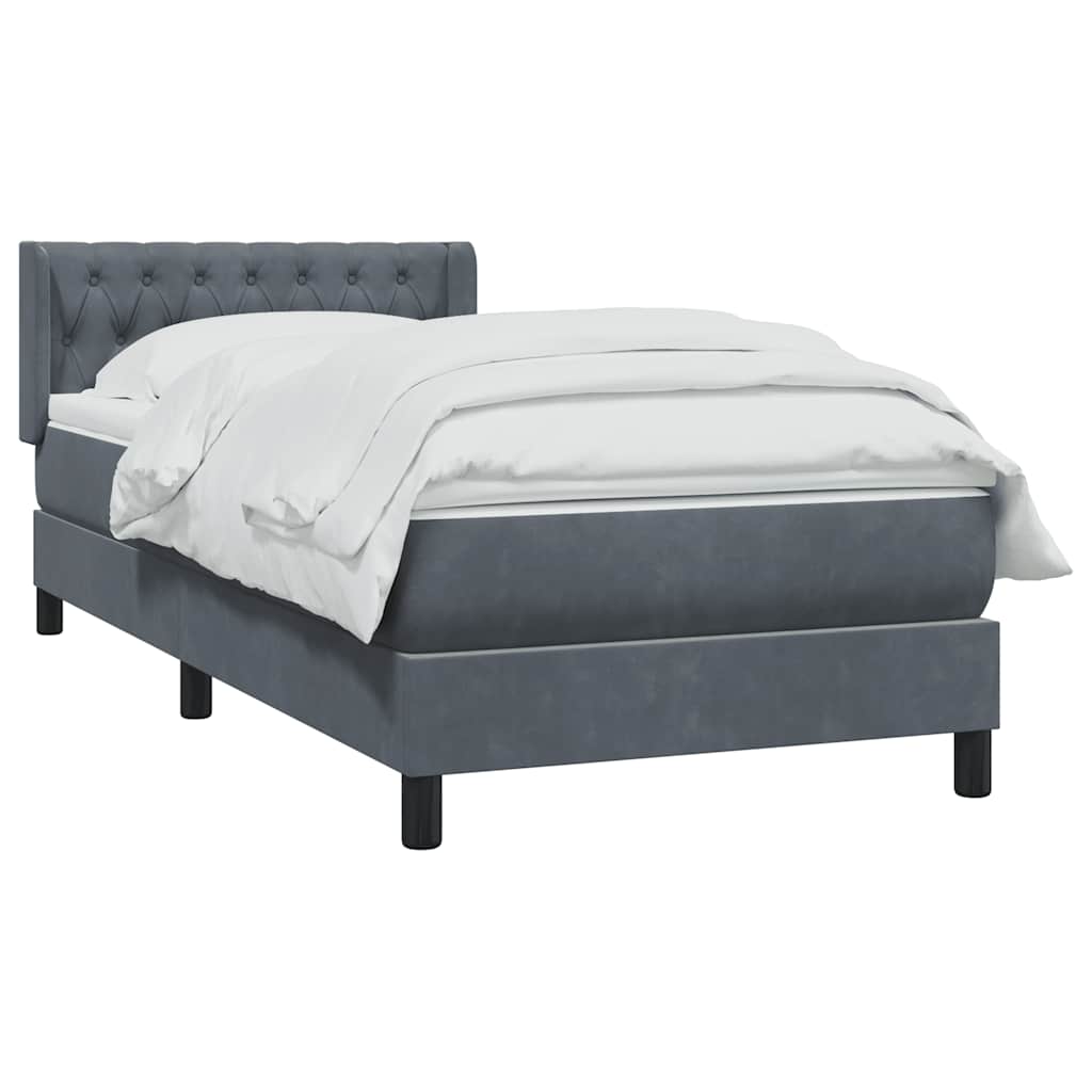 Giroletto a Molle con Materasso Grigio Scuro 100x220 cm Velluto