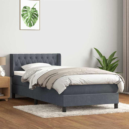 Giroletto a Molle con Materasso Grigio Scuro 100x220 cm Velluto