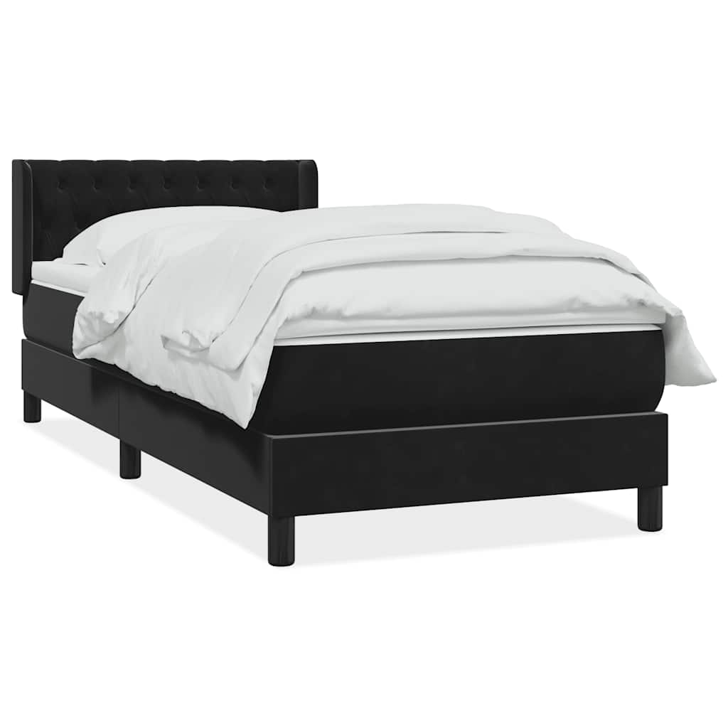 Giroletto a Molle con Materasso Nero 100x220 cm in Velluto