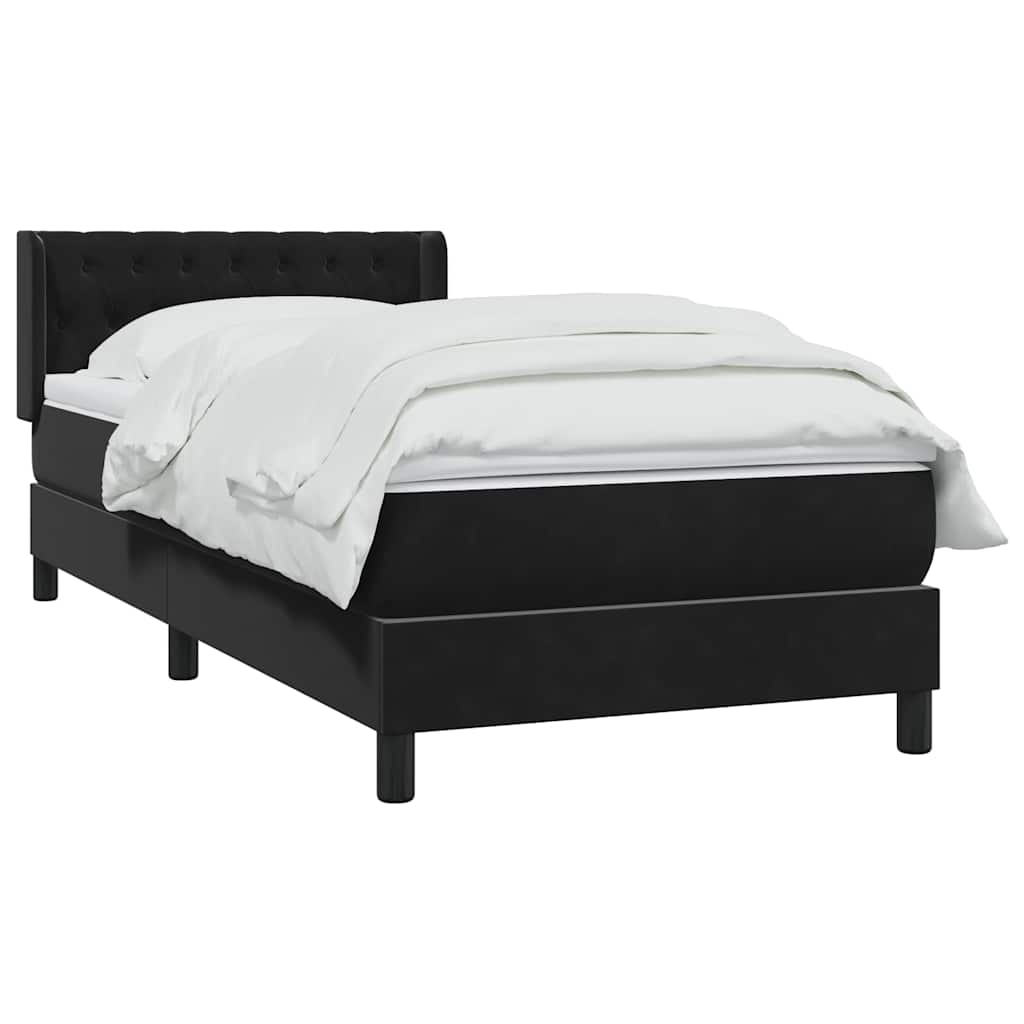 Giroletto a Molle con Materasso Nero 100x220 cm in Velluto