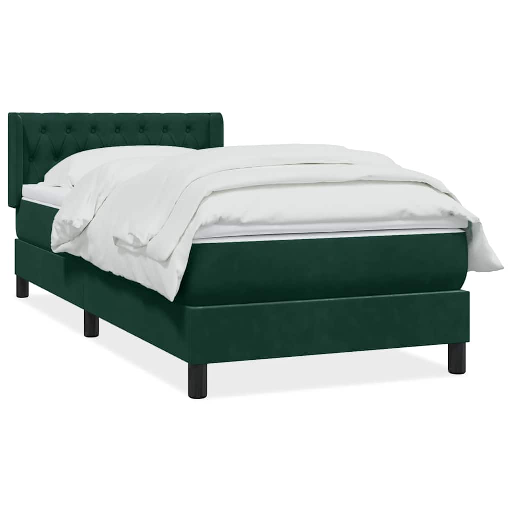 Giroletto a Molle con Materasso Verde Scuro 100x220 cm Velluto