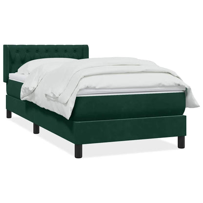 Giroletto a Molle con Materasso Verde Scuro 100x220 cm Velluto
