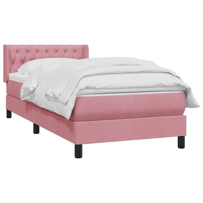 Giroletto a Molle con Materasso Rosa 100x220 cm in Velluto