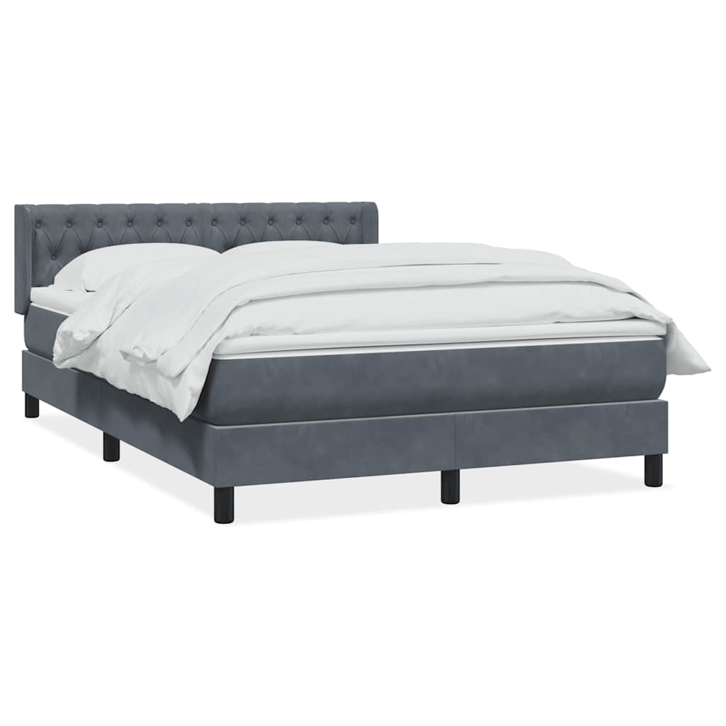 Giroletto a Molle con Materasso Grigio Scuro 140x220 cm Velluto