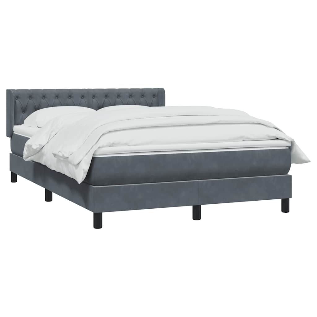 Giroletto a Molle con Materasso Grigio Scuro 140x220 cm Velluto