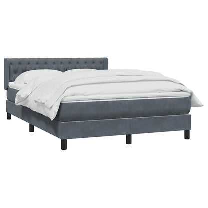 Giroletto a Molle con Materasso Grigio Scuro 140x220 cm Velluto