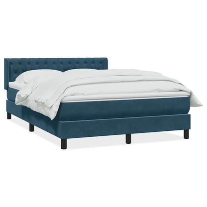 Giroletto a Molle con Materasso Blu Scuro 140x220 cm Velluto