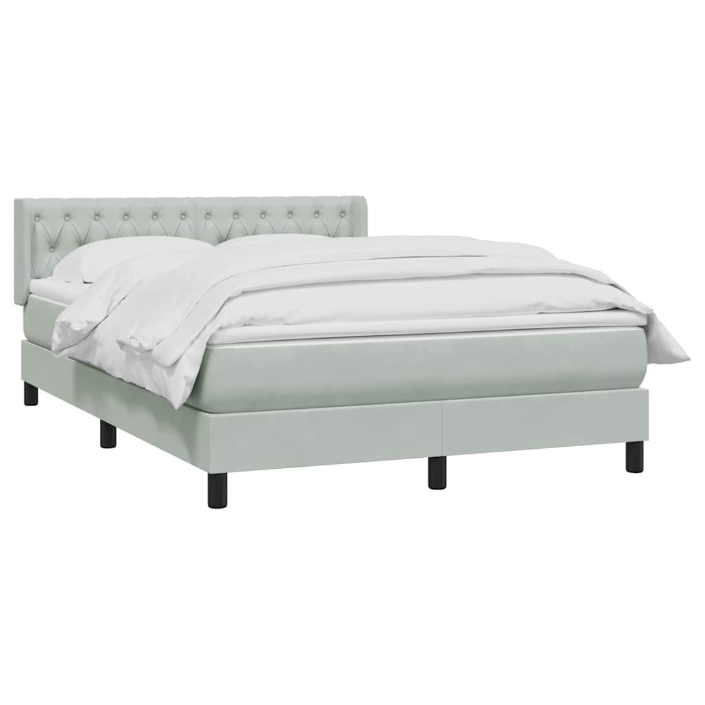 Giroletto a Molle con Materasso Grigio Chiaro 160x220cm Velluto