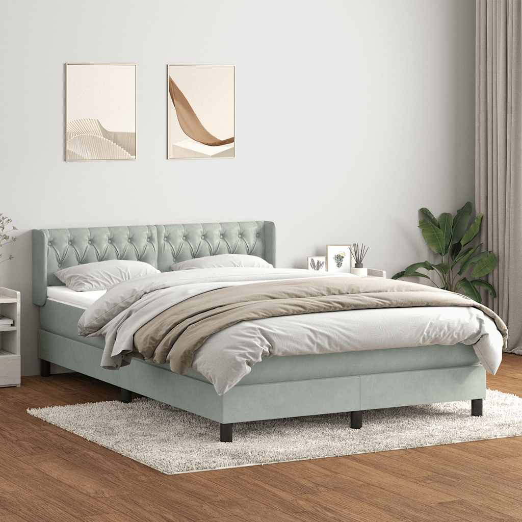Giroletto a Molle con Materasso Grigio Chiaro 160x220cm Velluto