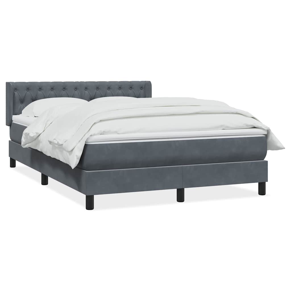 Giroletto a Molle con Materasso Grigio Scuro 160x220 cm Velluto