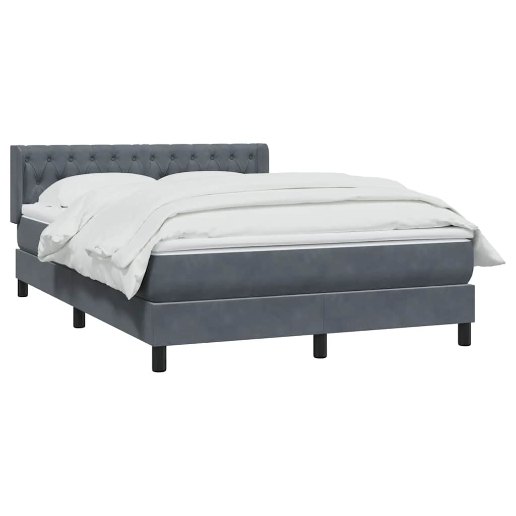 Giroletto a Molle con Materasso Grigio Scuro 160x220 cm Velluto