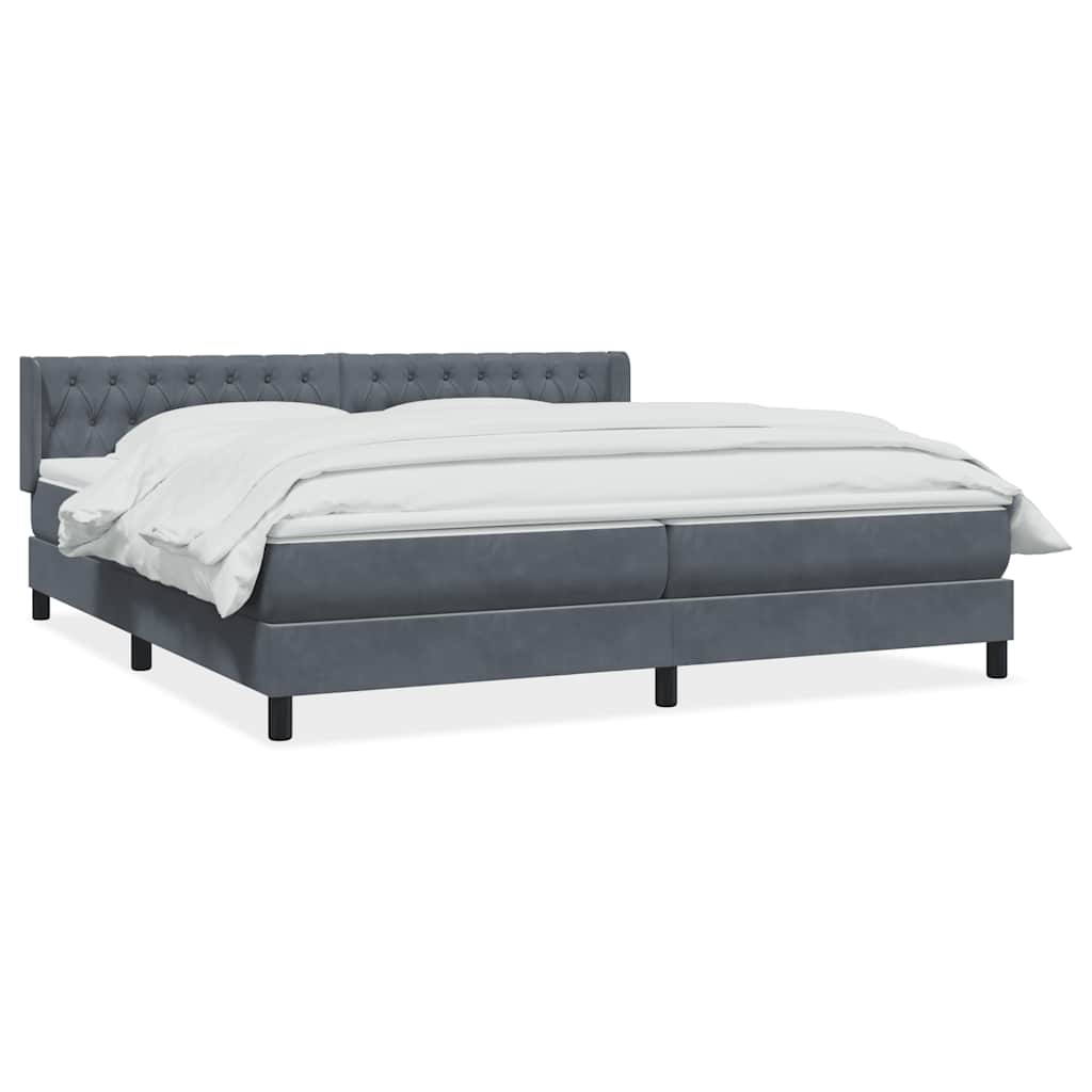 Giroletto a Molle con Materasso Grigio Scuro 180x220 cm Velluto