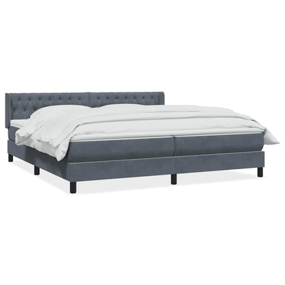 Giroletto a Molle con Materasso Grigio Scuro 180x220 cm Velluto