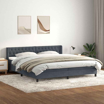 Giroletto a Molle con Materasso Grigio Scuro 180x220 cm Velluto