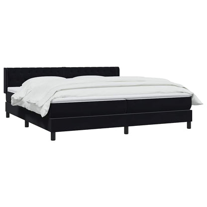 Giroletto a Molle con Materasso Nero 180x220 cm in Velluto