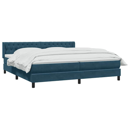 Giroletto a Molle con Materasso Blu Scuro 180x220 cm Velluto