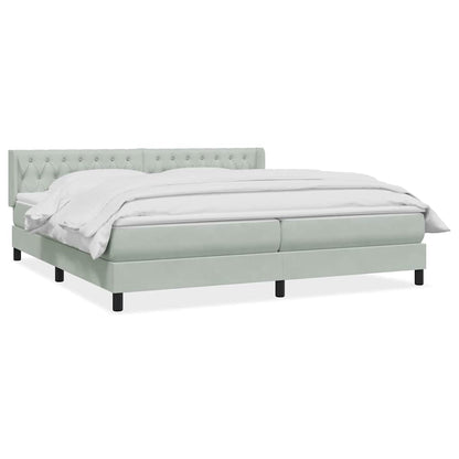 Giroletto a Molle con Materasso Grigio Chiaro 200x220cm Velluto
