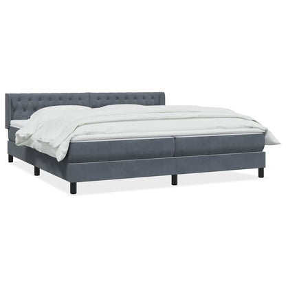 Giroletto a Molle con Materasso Grigio Scuro 200x220 cm Velluto