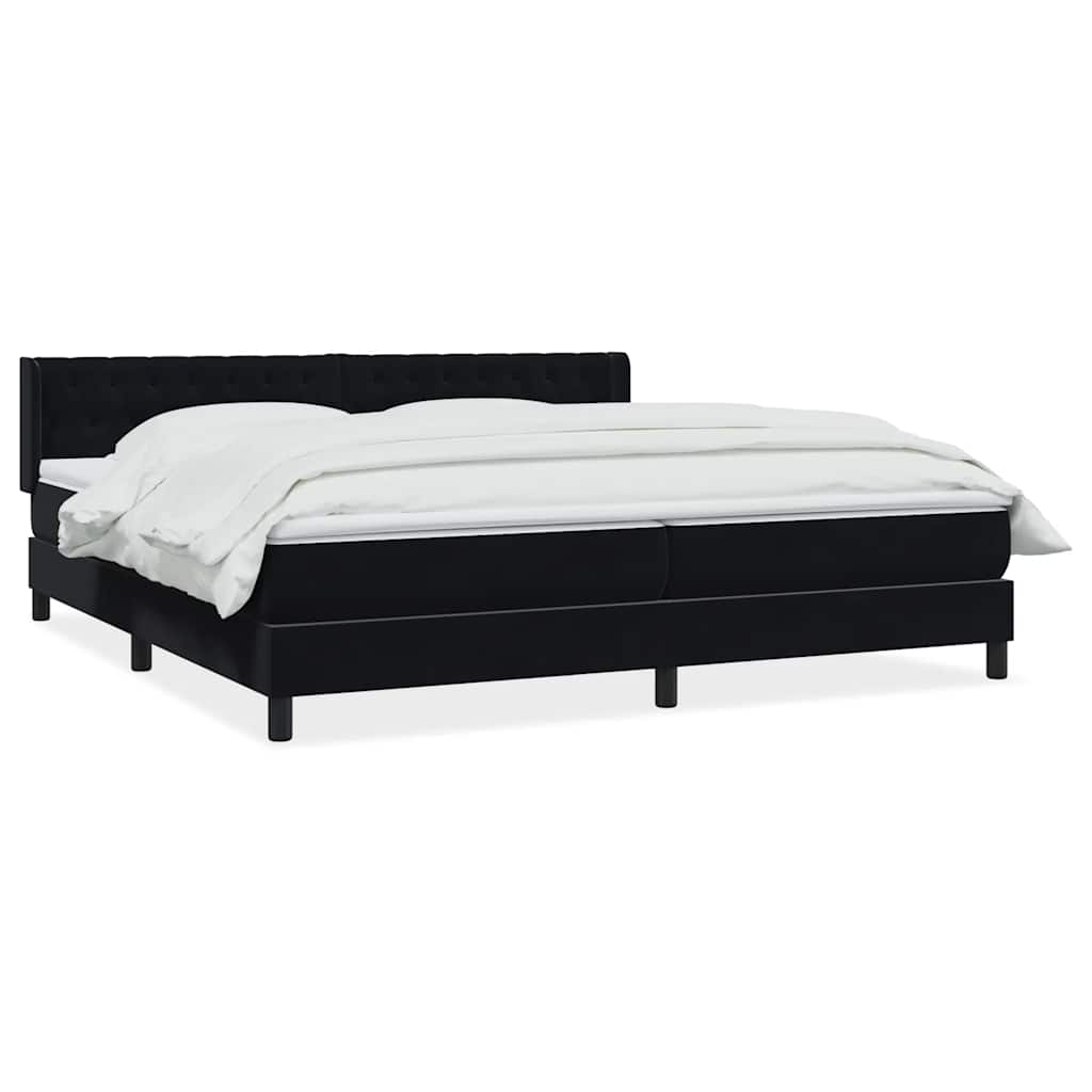 Giroletto a Molle con Materasso Nero 200x220 cm in Velluto