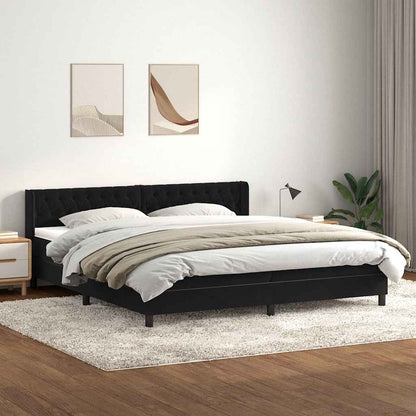 Giroletto a Molle con Materasso Nero 200x220 cm in Velluto