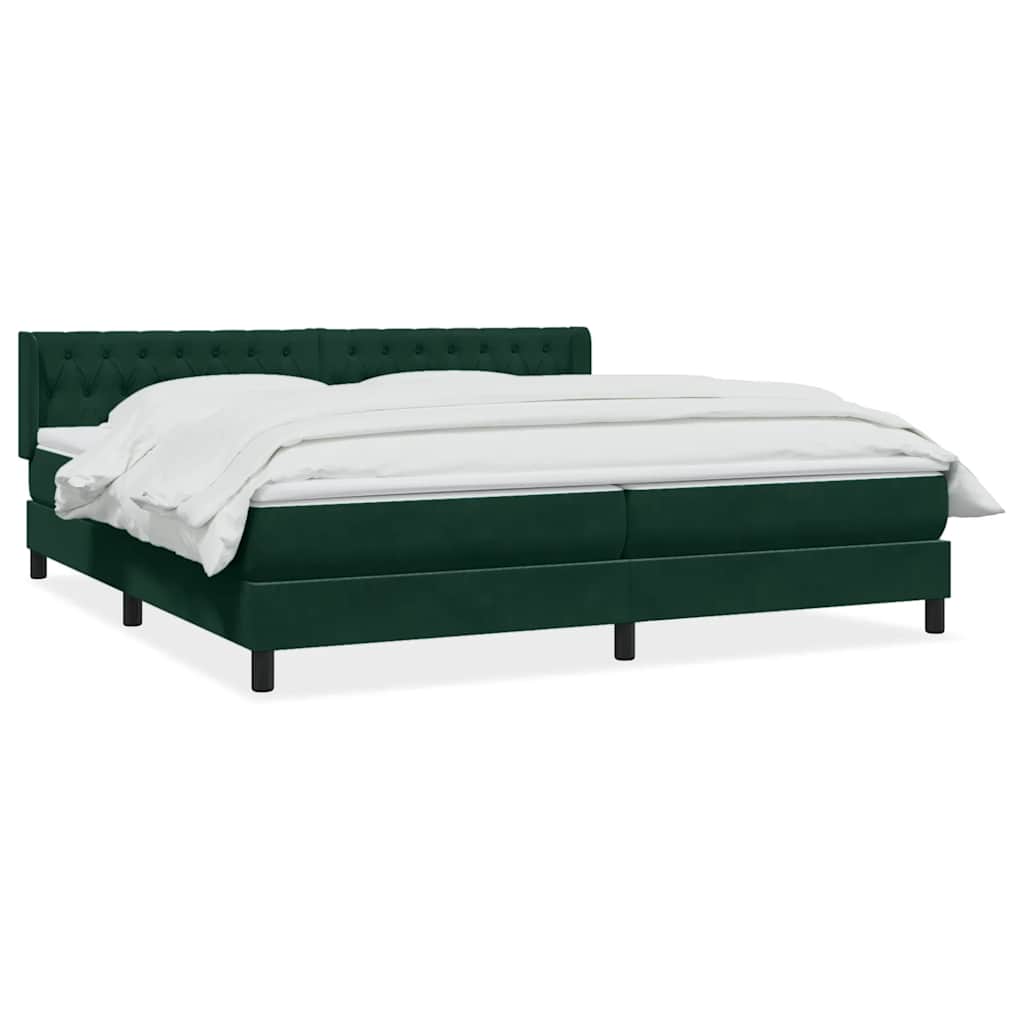 Giroletto a Molle con Materasso Verde Scuro 200x220 cm Velluto