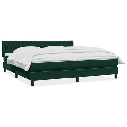 Giroletto a Molle con Materasso Verde Scuro 200x220 cm Velluto