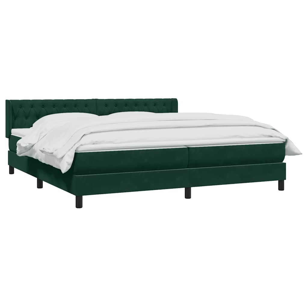 Giroletto a Molle con Materasso Verde Scuro 200x220 cm Velluto