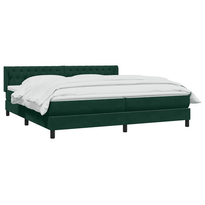 Giroletto a Molle con Materasso Verde Scuro 200x220 cm Velluto