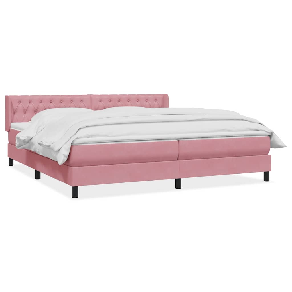 Giroletto a Molle con Materasso Rosa 200x220 cm in Velluto