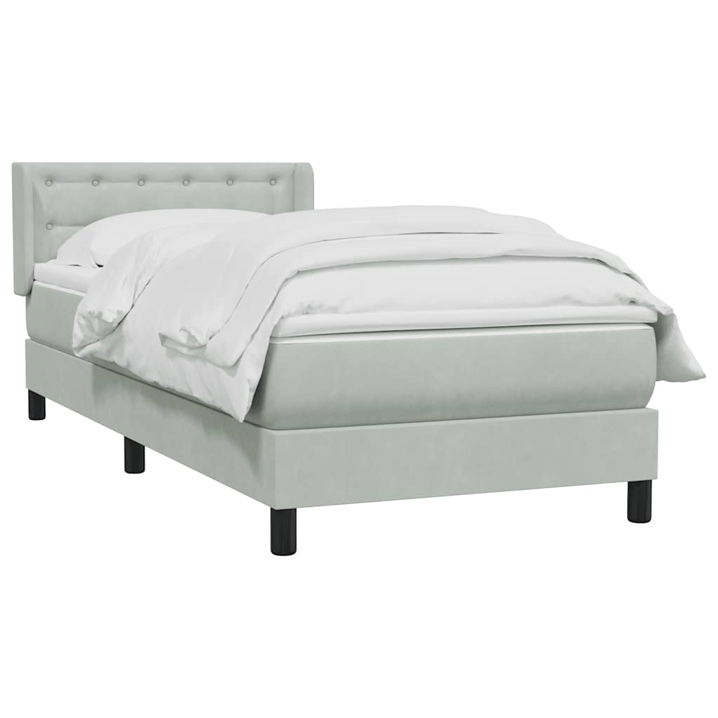 Giroletto a Molle con Materasso Grigio Chiaro 80x210 cm Velluto