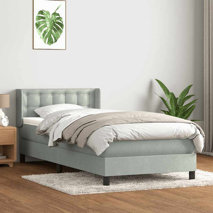 Giroletto a Molle con Materasso Grigio Chiaro 80x210 cm Velluto