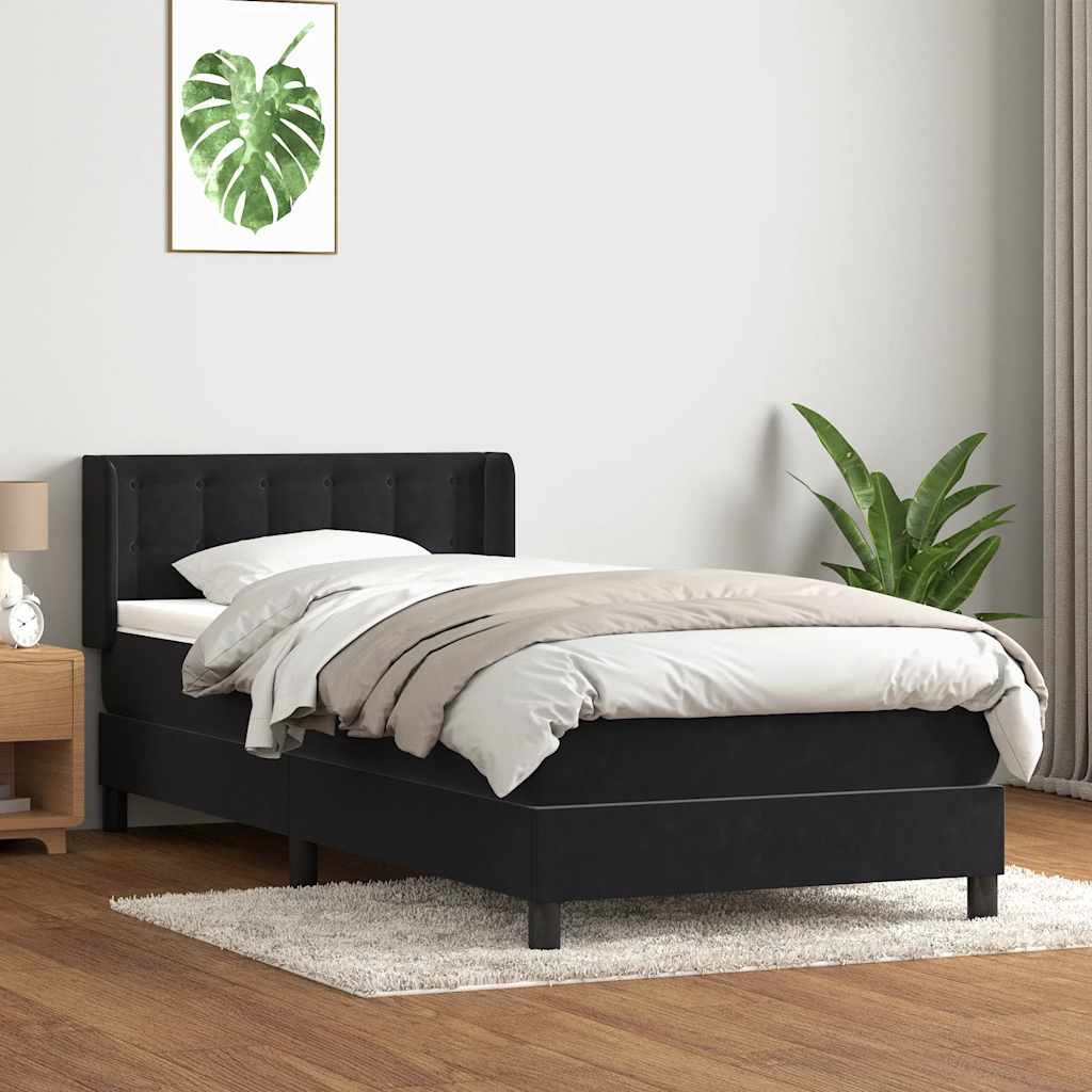 Giroletto a Molle con Materasso Nero 80x210 cm Velluto