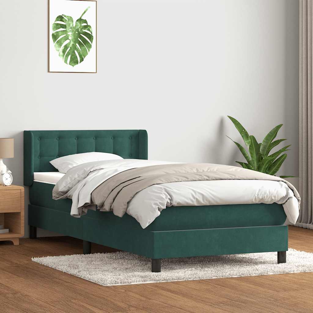 Giroletto a Molle con Materasso Verde Scuro 80x210 cm Velluto