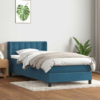 Giroletto a Molle con Materasso Blu Scuro 80x210 cm Velluto