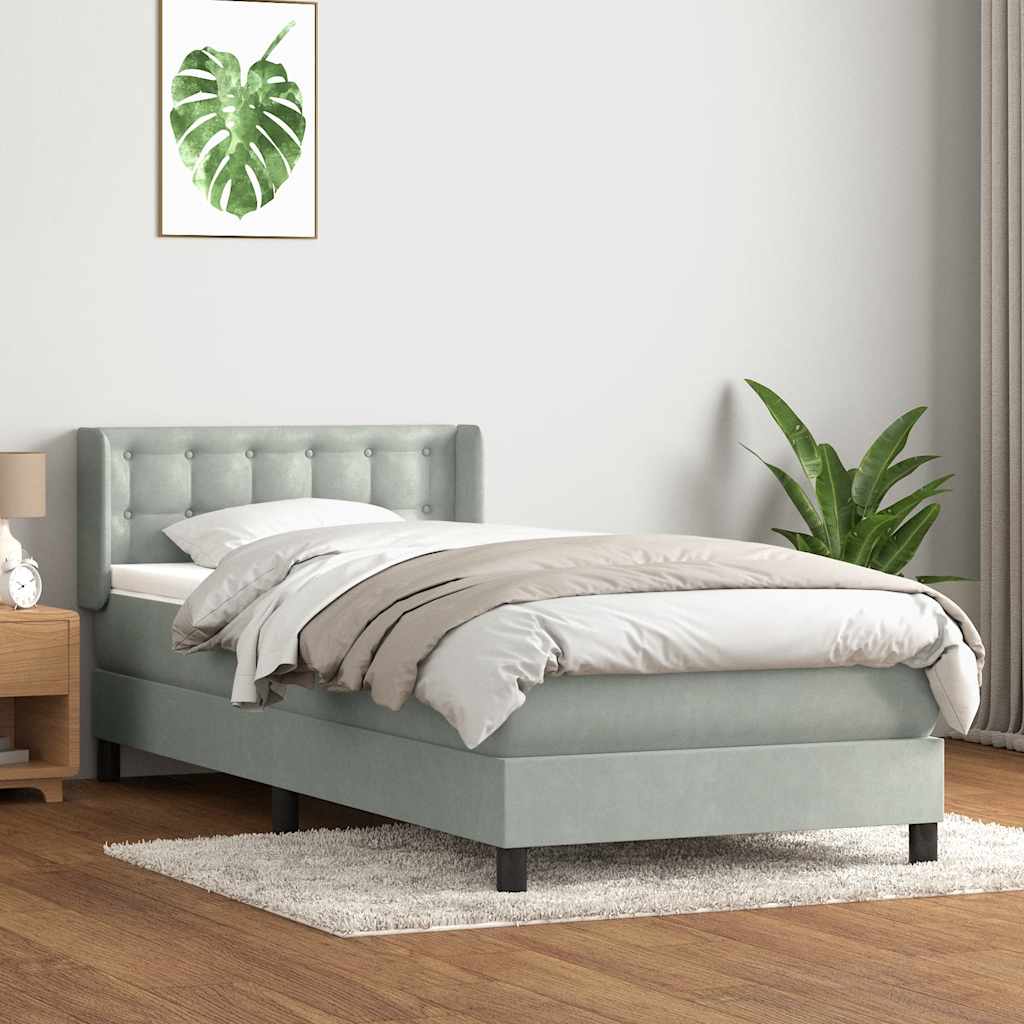 Giroletto a Molle con Materasso grigio chiaro 90x210 cm Velluto