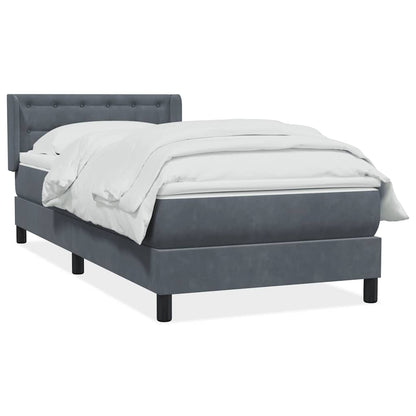 Giroletto a Molle con Materasso Grigio Scuro 90x210 cm Velluto