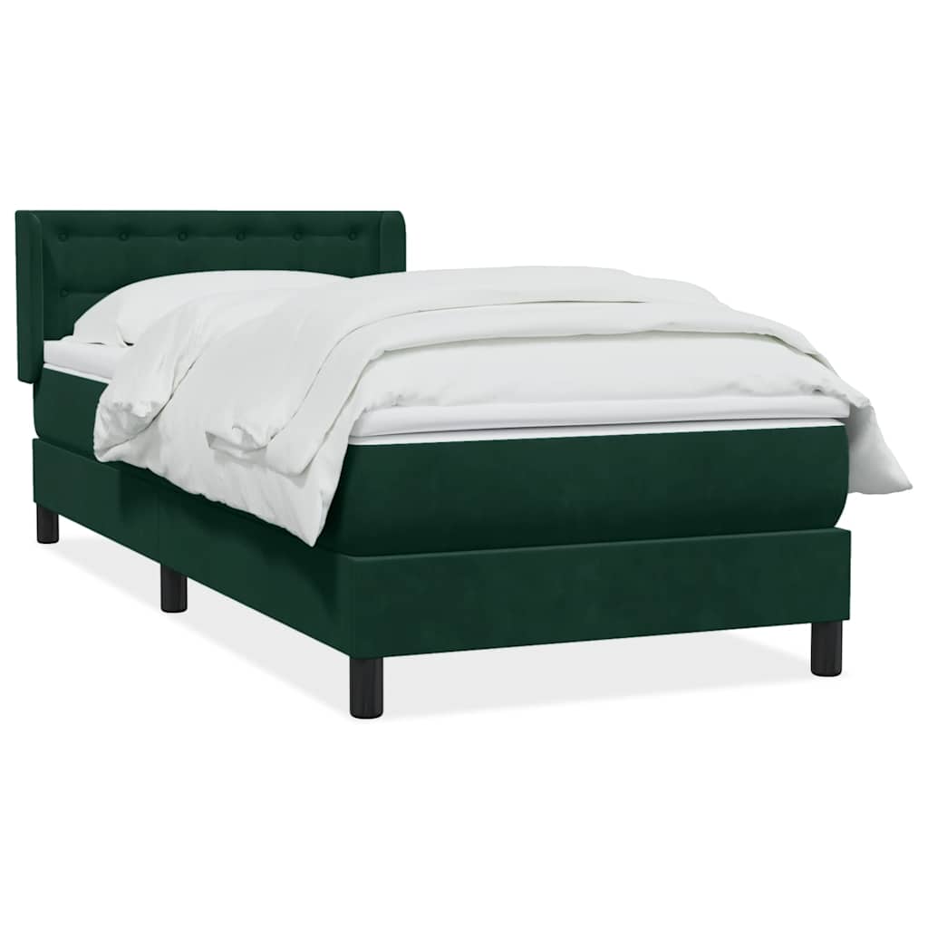 Giroletto a Molle con Materasso Verde Scuro 90x210 cm Velluto