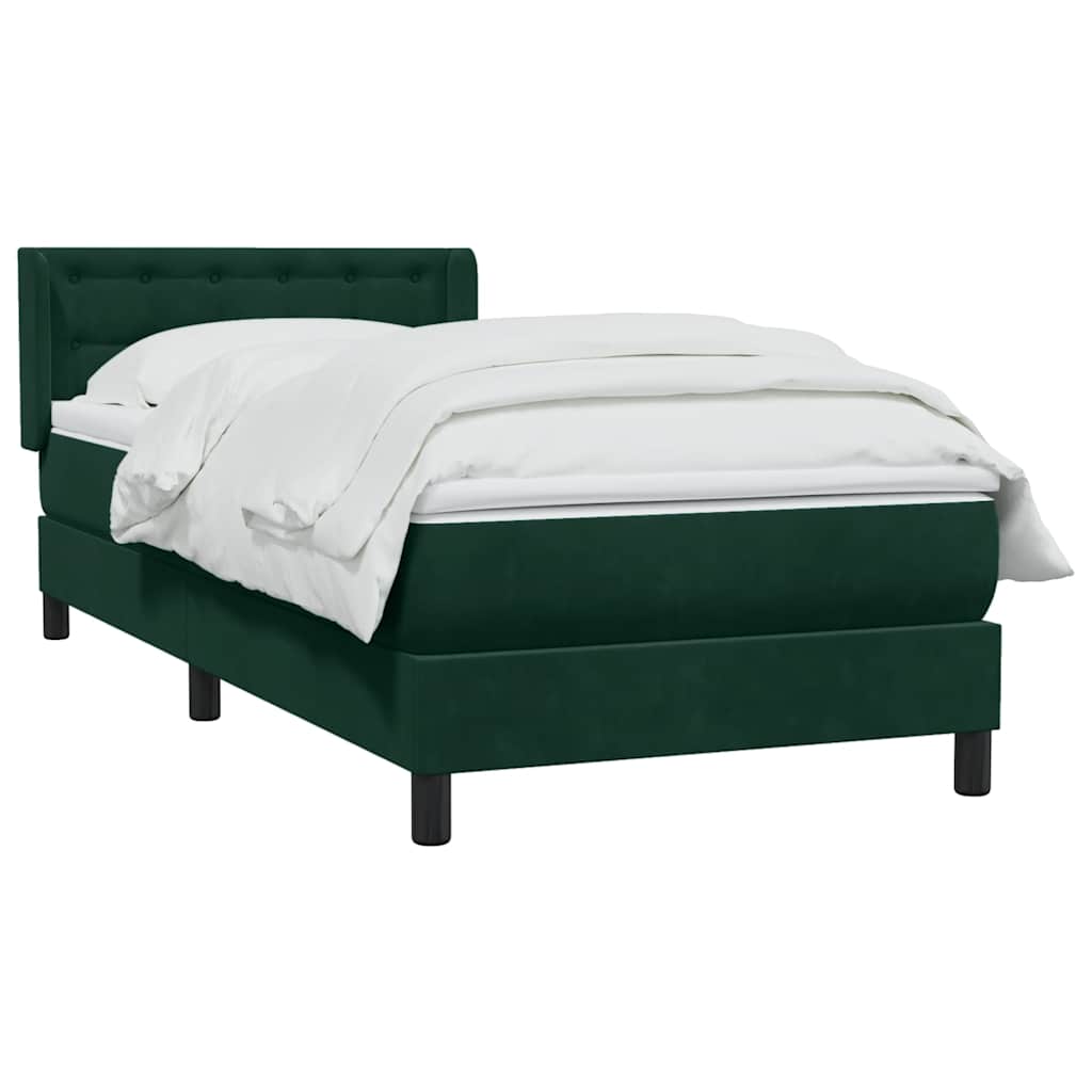 Giroletto a Molle con Materasso Verde Scuro 90x210 cm Velluto