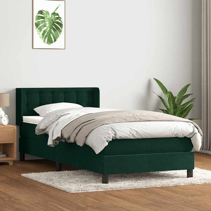 Giroletto a Molle con Materasso Verde Scuro 90x210 cm Velluto