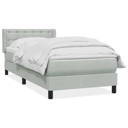 Giroletto a Molle con Materasso Grigio Chiaro 100x210cm Velluto