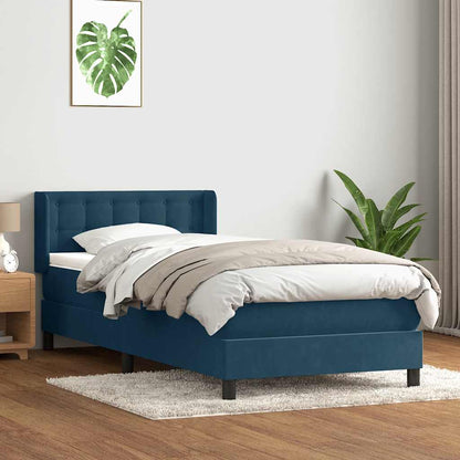 Giroletto a Molle con Materasso Blu Scuro 100x210 cm in Velluto