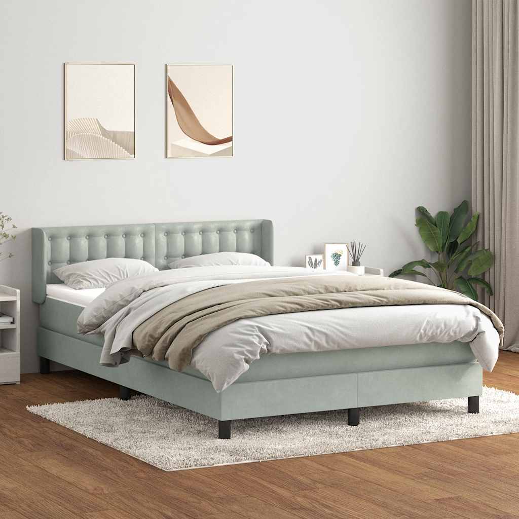 Giroletto a Molle con Materasso Grigio Chiaro 140x210cm Velluto